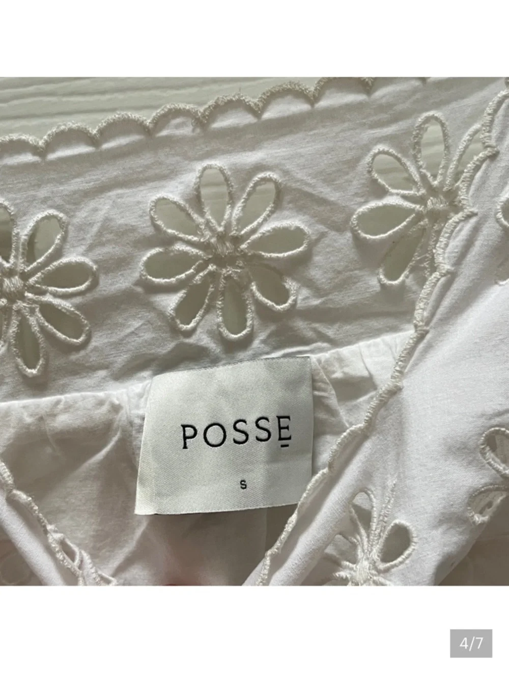 Posse Cecilia mini Shift Dress White Lace Trim cotton - small - Picture 3 of 4